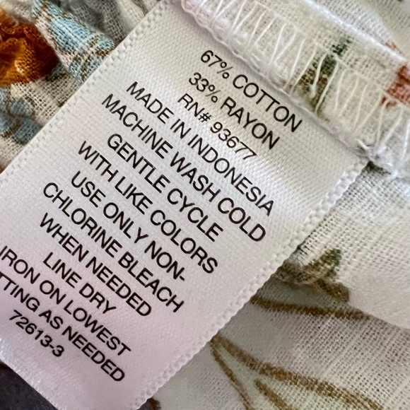 ANA A New Approach Boho Peasant Top Retro Multicolor Floral Blouse Size Large - Picture 8 of 13